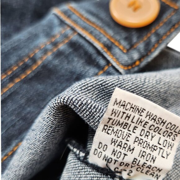 Anthropologie Tulle Jean Jacket Contrast Stitch Detail Button Front Nehru Collar - Picture 11 of 11